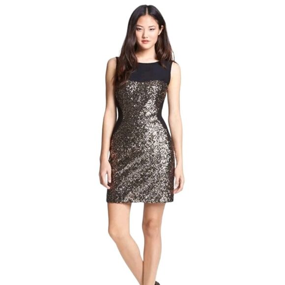 Aidan Mattox Black With Good Sequin Illusion Dress - Picture 1 of 17